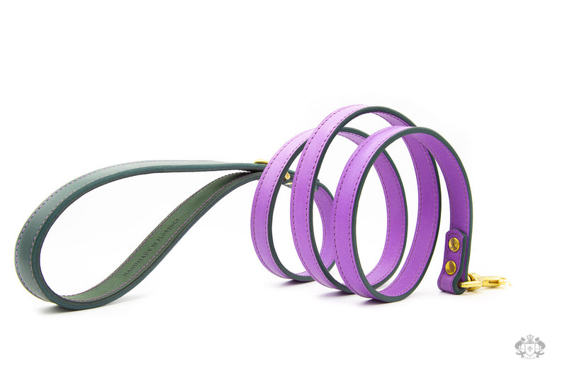 Lavender Purple Leather Dog Lead