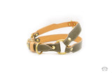 Olive Green Leather Dog Harness