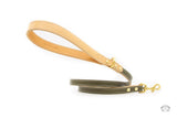 Olive Green Leather Dog Leash front view