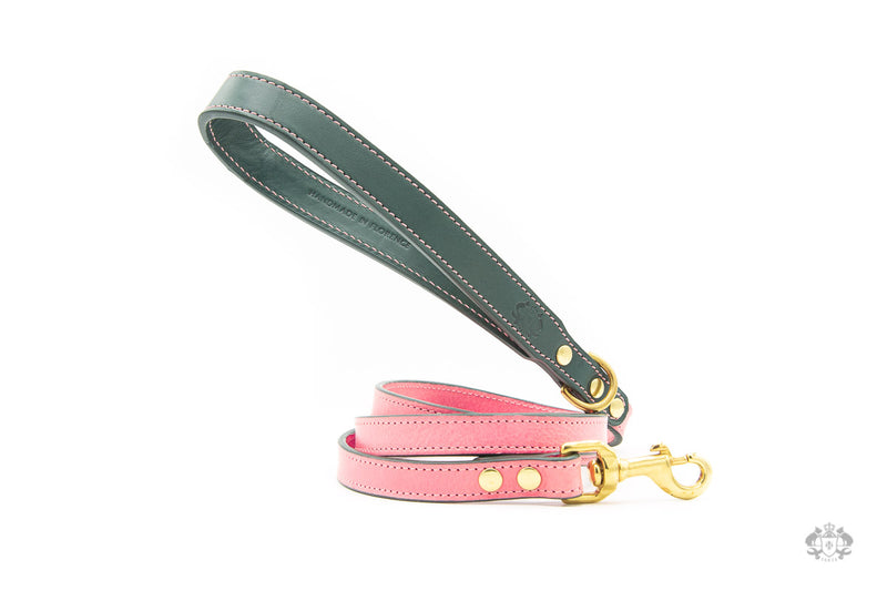 Roses Pink Leather Dog Lead