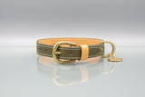 Olive Green Leather Dog Collar