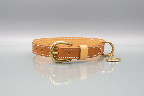 Florence Saddle Brown Leather Dog Collar